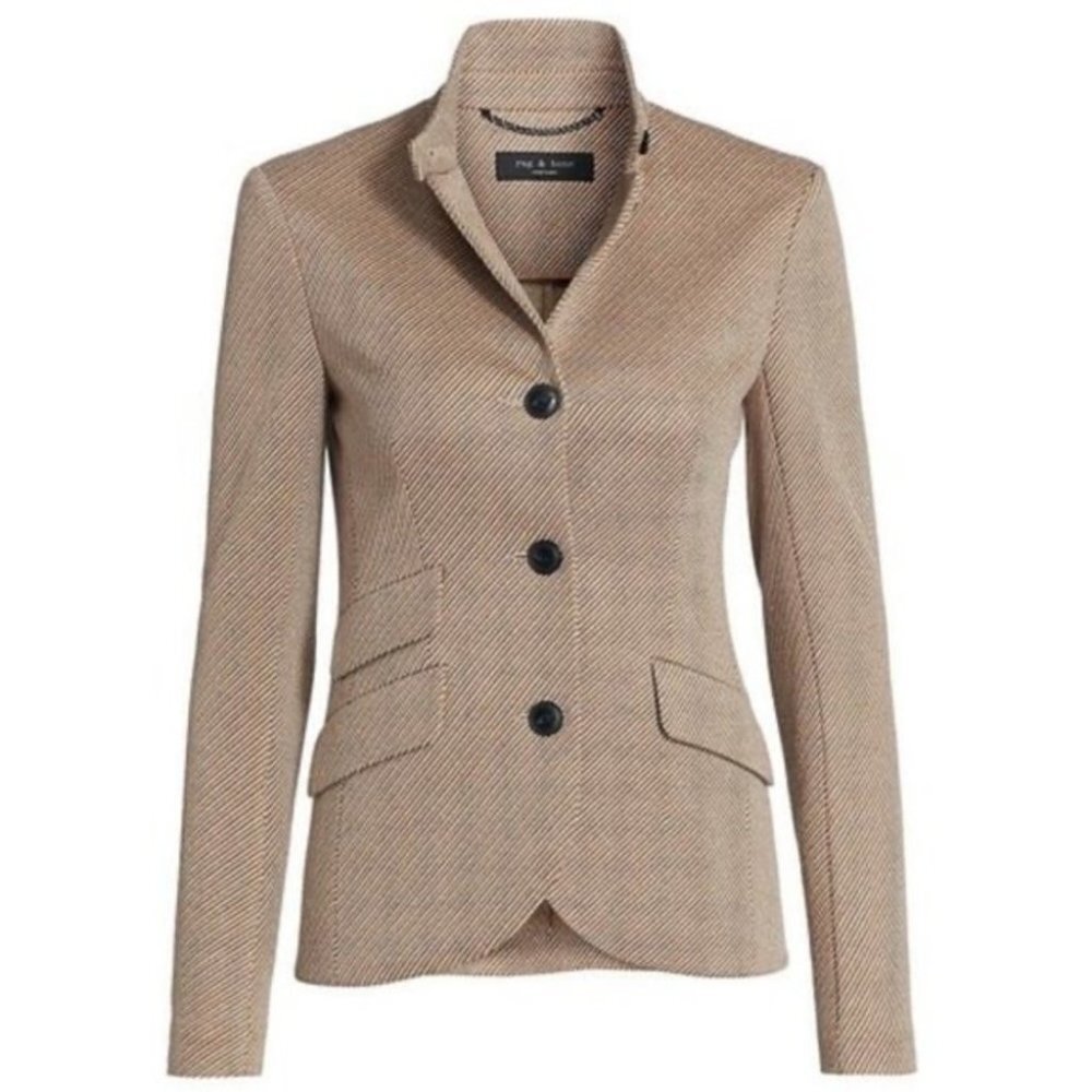 Rag & Bone Blazer Slade Tan Brown Stripe Fall Winter Sz 2